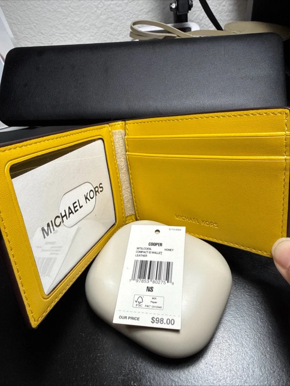 Michael Kors Yellow Pebbled Leather Compact Card Wallet